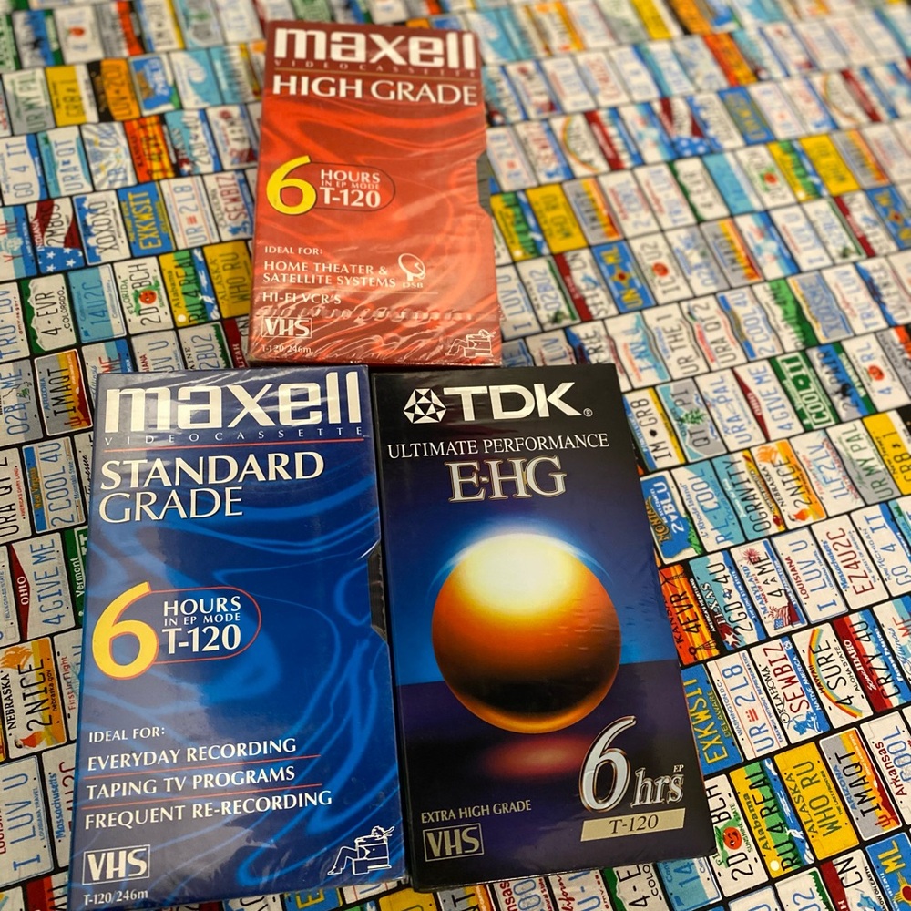 Maxell & TDK VHS Video Cassette 6 Hour Standard Grade T-120 Blank Tapes Sealed